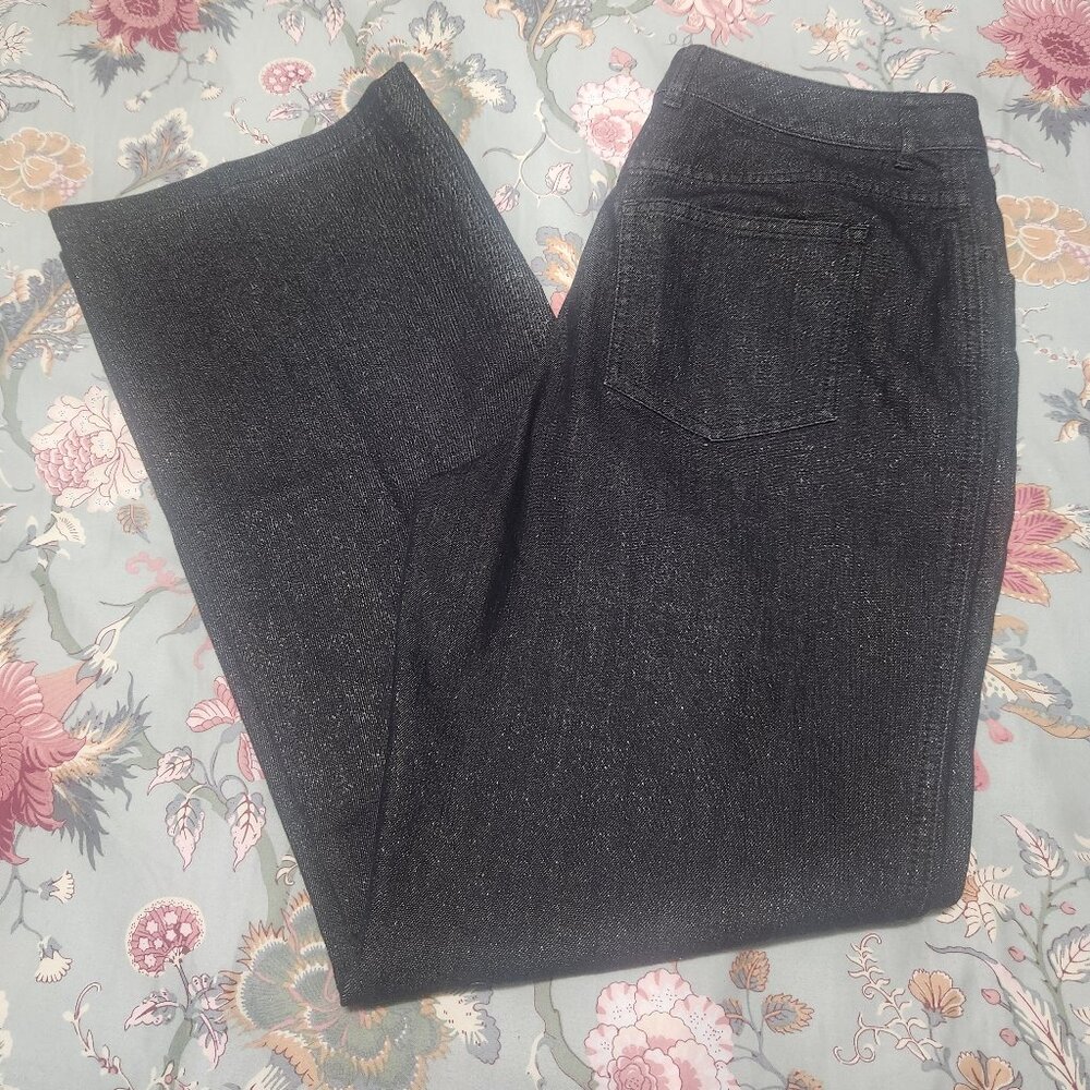 ST. John Collection Gold Sparkle Denim Pants Black/Gold Size 8